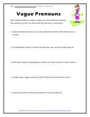 working with vague pronouns worksheets