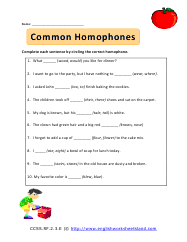 homophone worksheets